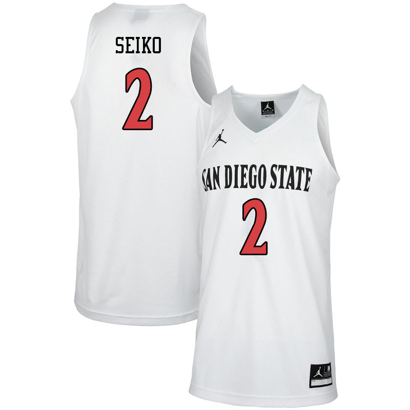 Jordan Brand Men #2 Adam Seiko San Diego State Aztecs College Basketball Jerseys-White